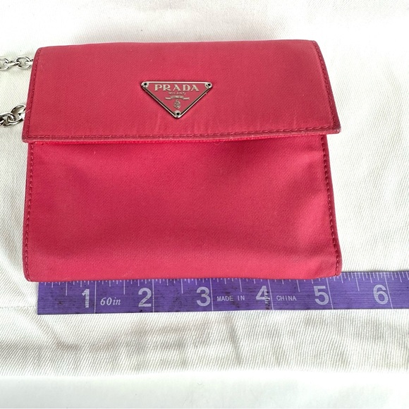 Prada watermelon pink nylon compact wallet on chain crossbody bag - Picture 14 of 15
